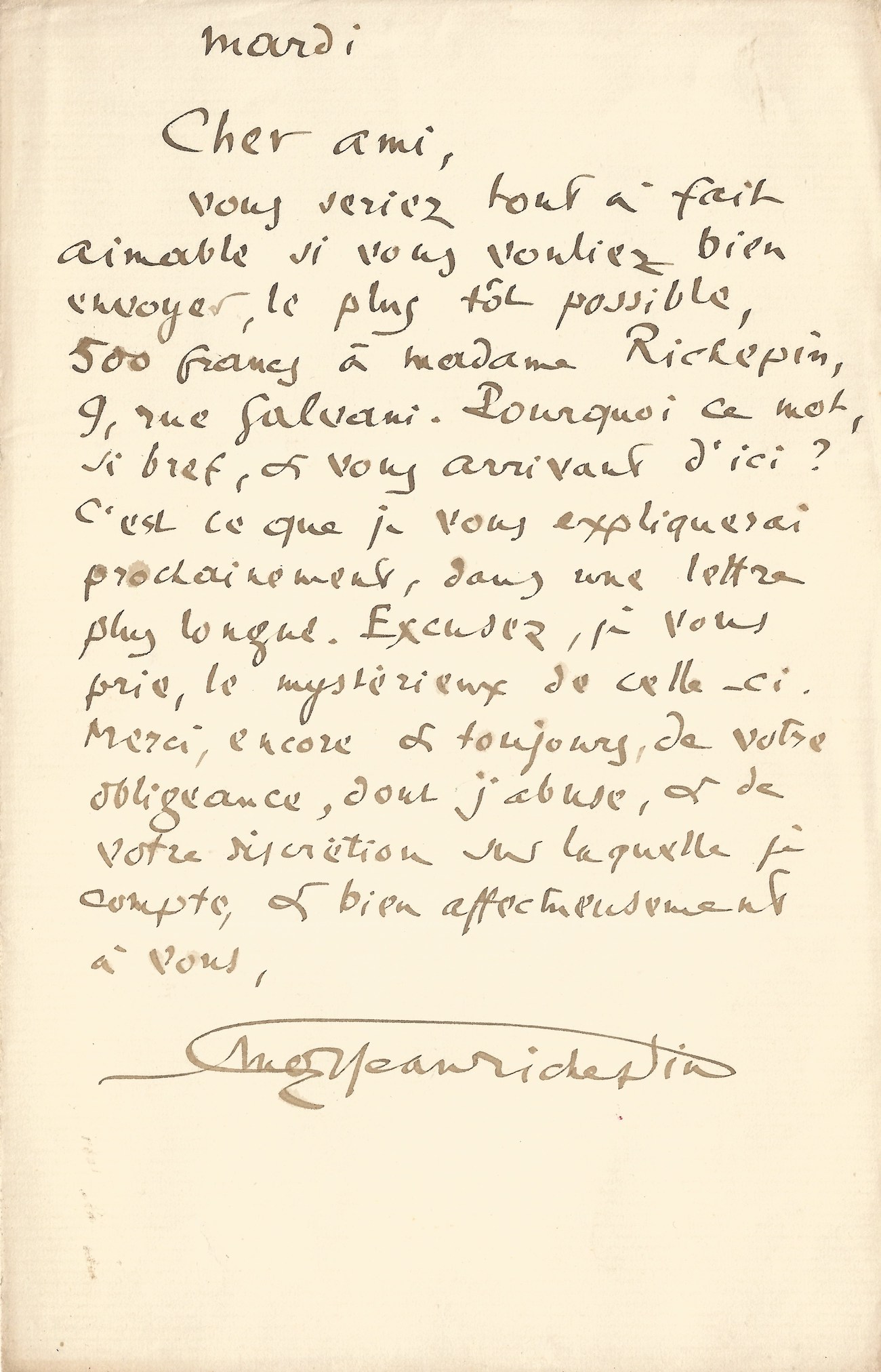 Jean Richepin Ensemble De 3 Lettres Autographes Signees A Eugene