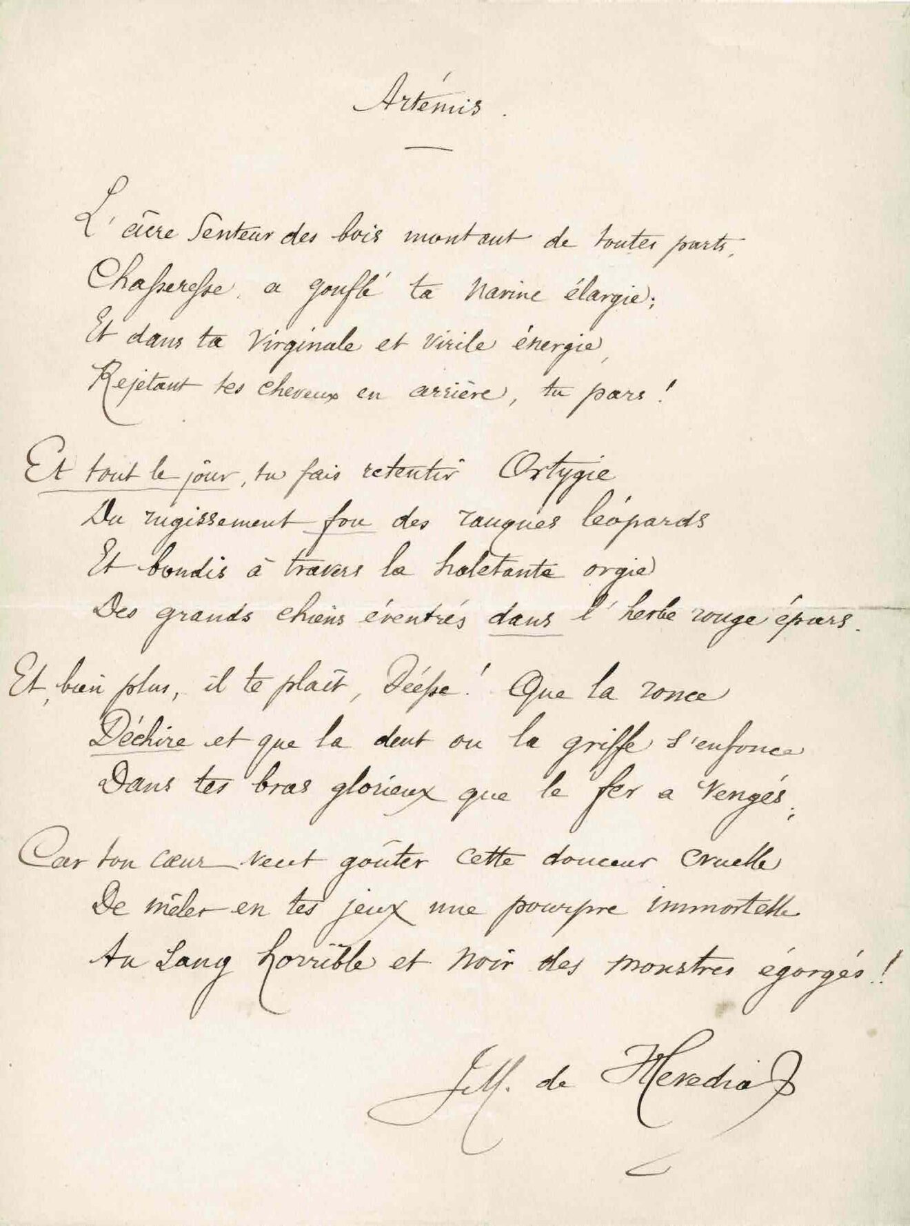 Louis ARAGON - Poème autographe de jeunesse - Fugue 1919