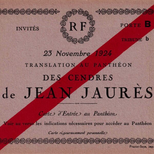 Invitation pour la translation des cendres de Jean JAURÈS au Panthéon.