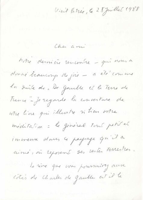 Deux lettres de Geneviève de GAULLE-ANTHONIOZ à propos du Général.