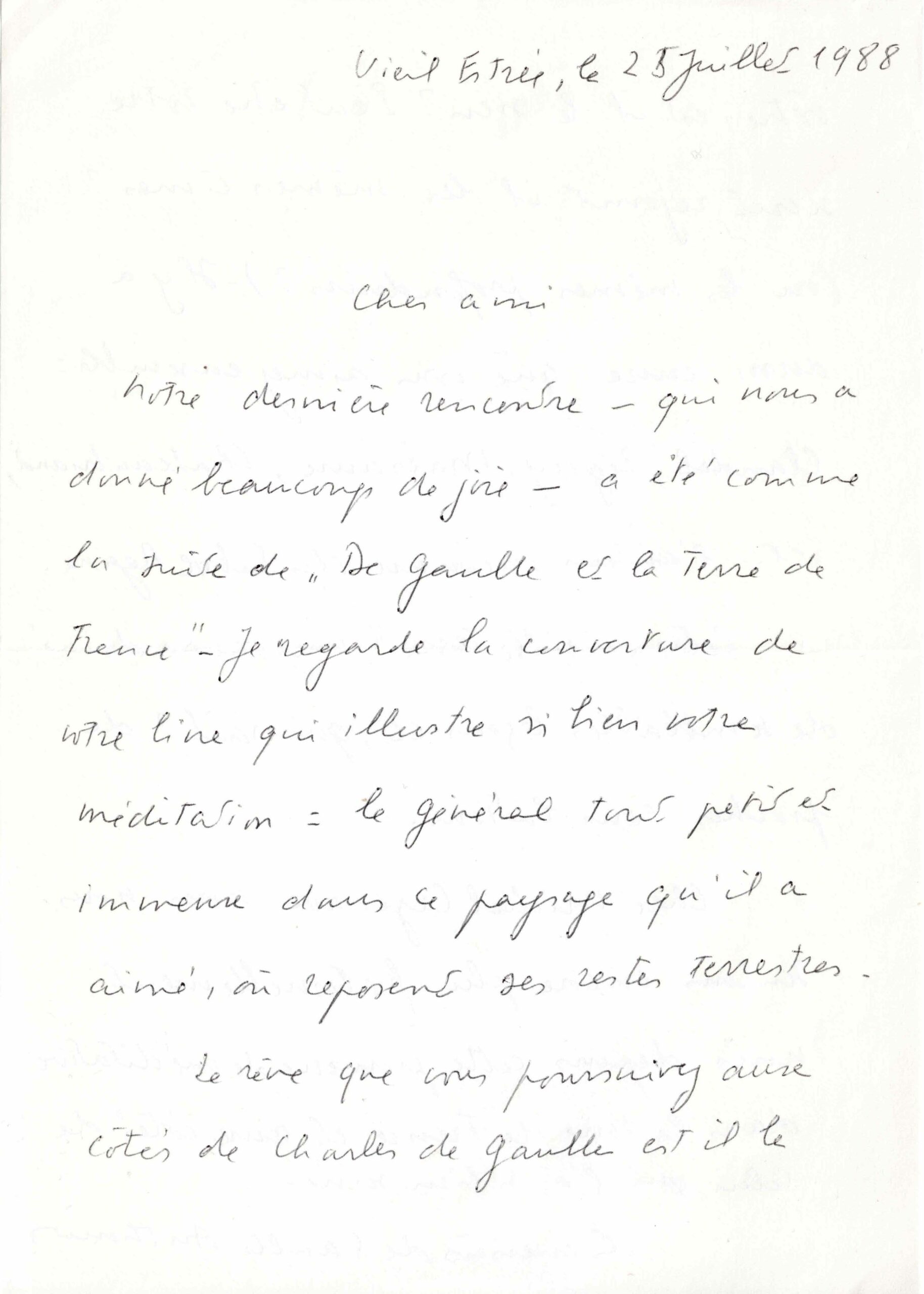 Deux lettres de Geneviève de GAULLE-ANTHONIOZ à propos du Général.