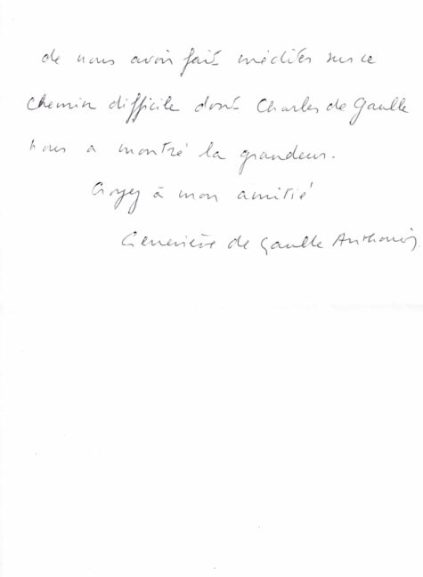 Deux lettres de Geneviève de GAULLE-ANTHONIOZ à propos du Général. – Image 5