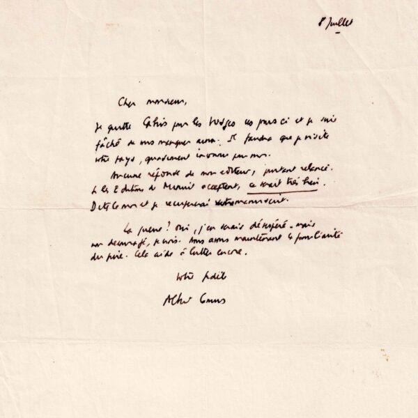 Albert Camus betrachtet den Algerienkrieg aus philosophischer Sicht. 1954.