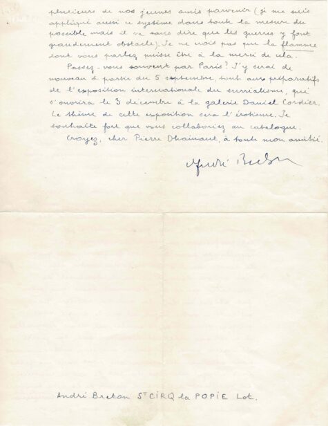 André BRETON prépare l’exposition internationale du surréalisme. EROS. – Image 2
