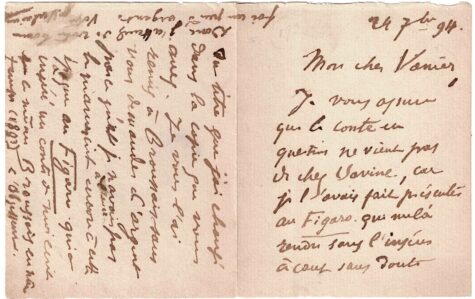 Paul VERLAINE quémande auprès de son éditeur Léon Vanier. 1894. – Image 3