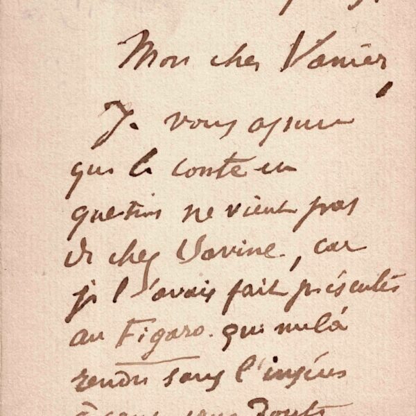 Paul Verlaine fleht seinen Verleger Léon Vanier an. 1894.