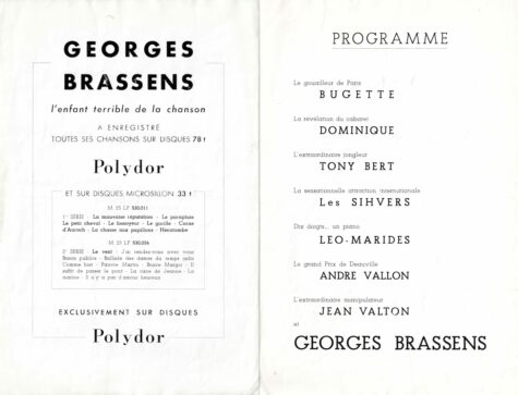 Georges BRASSENS - Rare plaquette signée par l'artiste. 1954. – Image 2