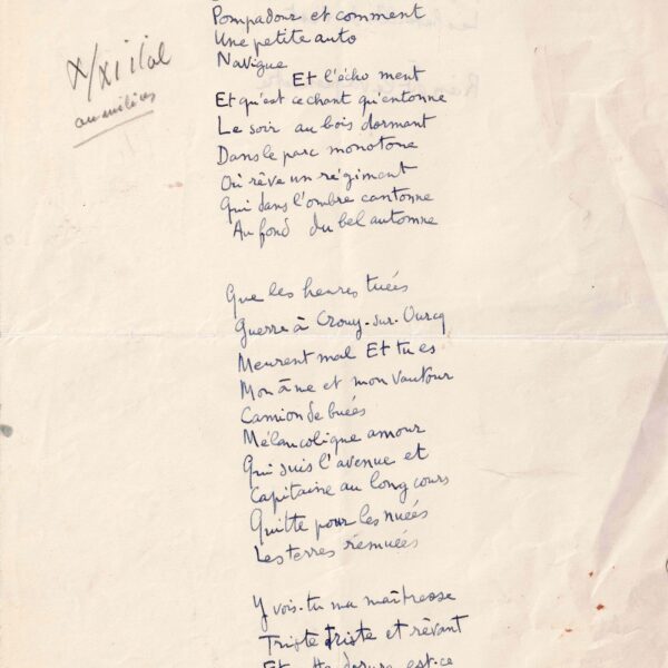 Louis ARAGON – Kriegsgedicht – „Ich erwarte seinen Brief in der Abenddämmerung.“