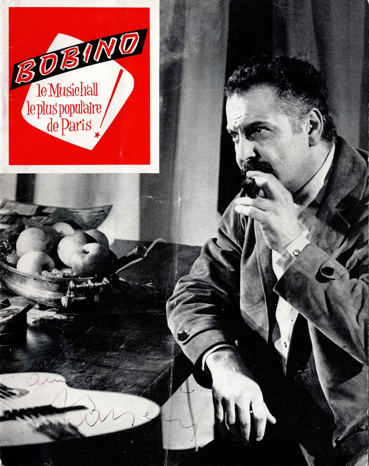 Programme Bobino doublement dédicacé par Georges BRASSENS.