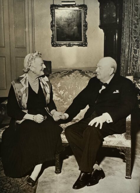 Clementine and Winston Churchill celebrate 50 years of marriage. 1958.