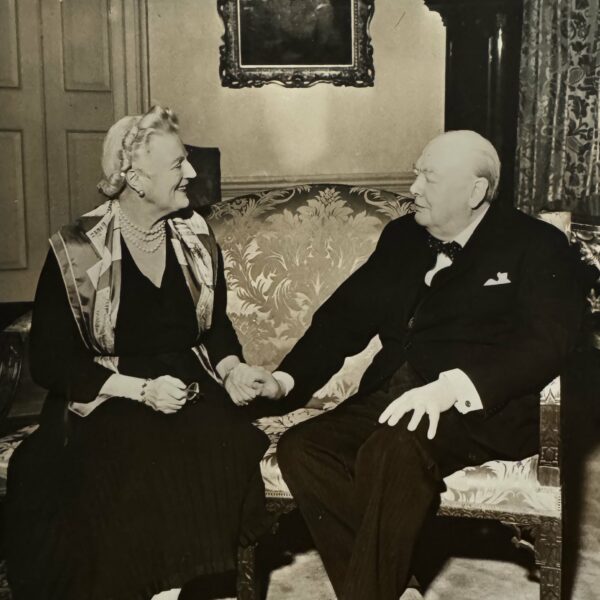 Clementine and Winston Churchill celebrate 50 years of marriage. 1958.