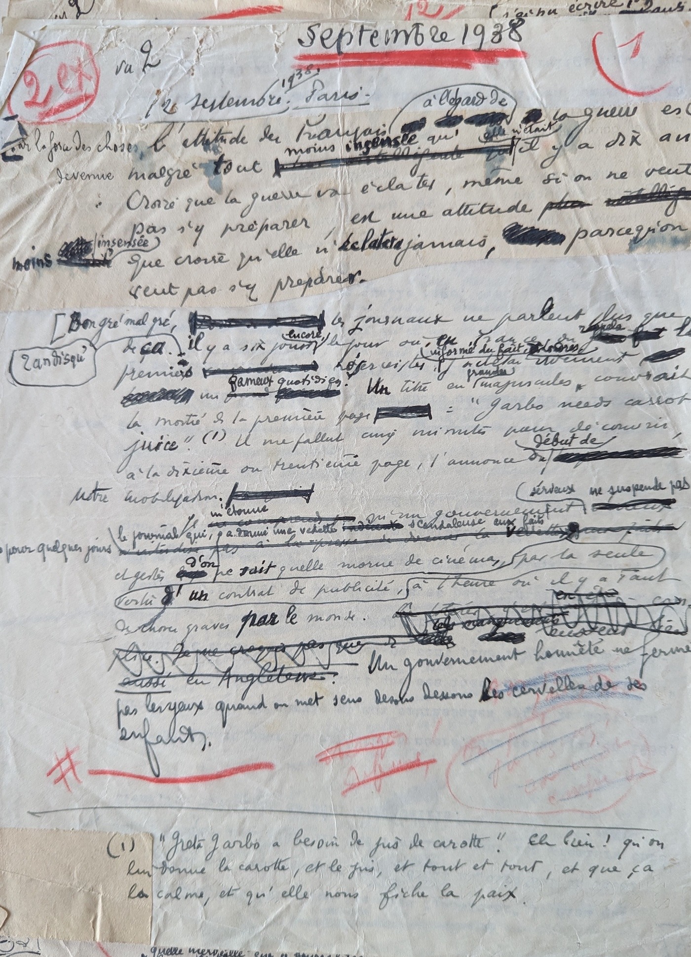 MONTHERLANT - 200 pages manuscrites sur "L'Équinoxe de septembre."