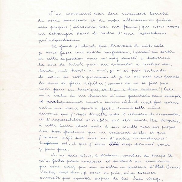 André BRETON, séducteur, déclare sa flamme à Nelly KAPLAN. 1956.