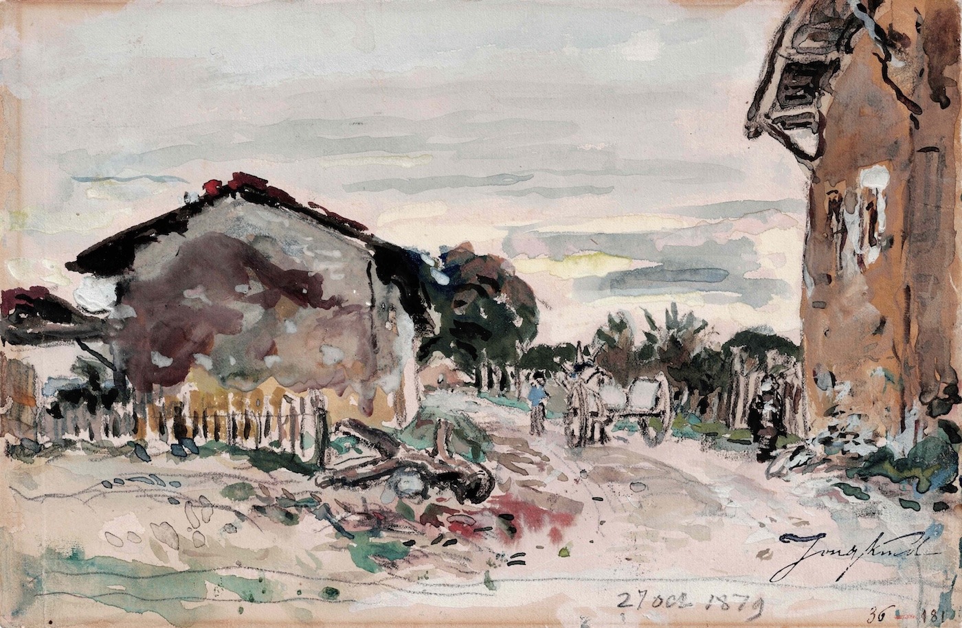 Johan Barthold JONGKIND - Deux aquarelles de La Côte-Saint-André.