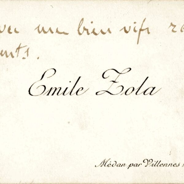 Avec les biens vifs remerciements d'Émile ZOLA - Carte de visite.