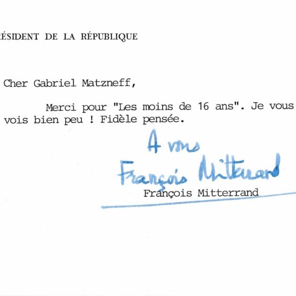 François MITTERRAND lit "Les moins de seize ans" de Gabriel MATZNEFF.