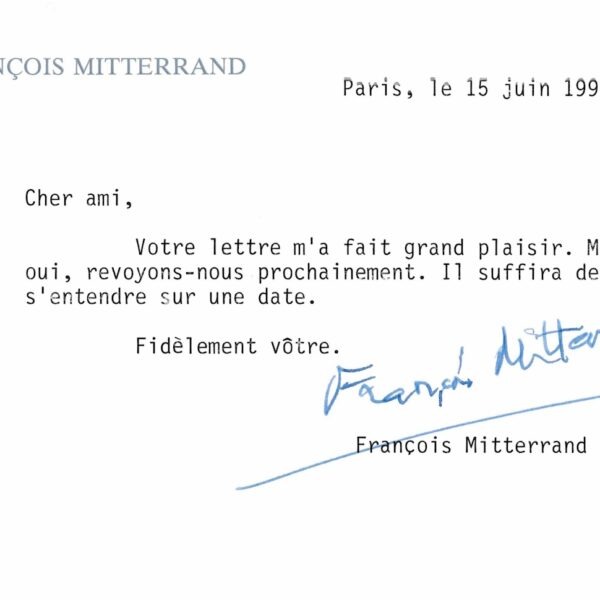 Peu avant sa mort, le président déchu écrit à Gabriel MATZNEFF. 1995.