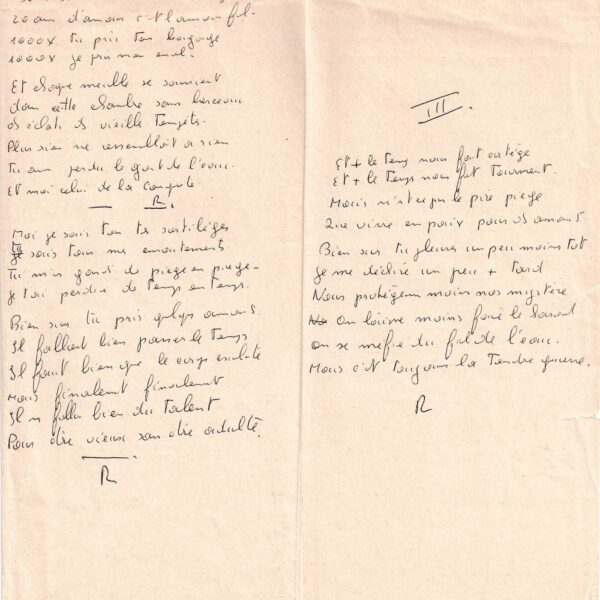 Jacques BREL - Manuscrit autographe. "La Chanson des vieux amants". 1967.