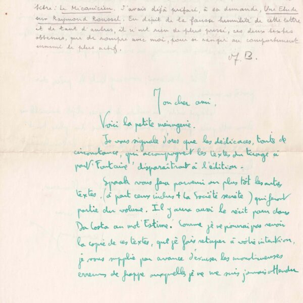Ulcéré, André BRETON règle son compte à Jean FERRY. 1953.