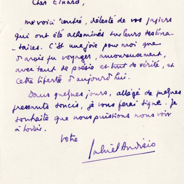 Deux lettres adressées à Paul ÉLUARD relatives à "Poésie et Vérité". 1942.