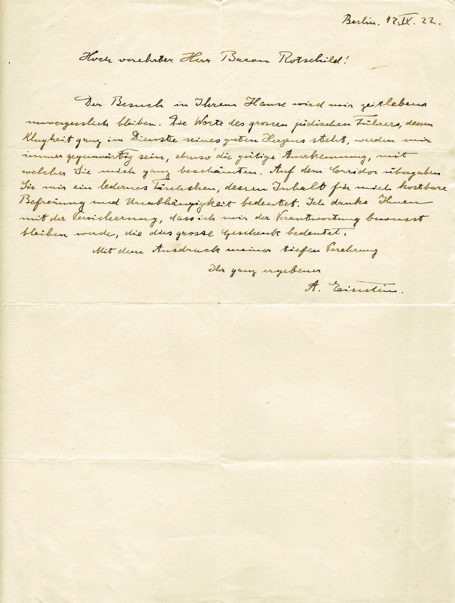 1922. Albert EINSTEIN oeuvre à l'indépendance de la terre d'Israël.