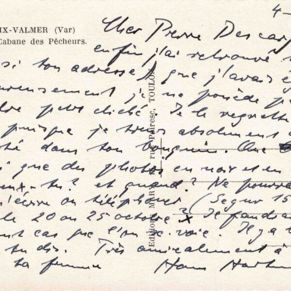 Hans HARTUNG está decidido a estar representado en el libro de su amigo.