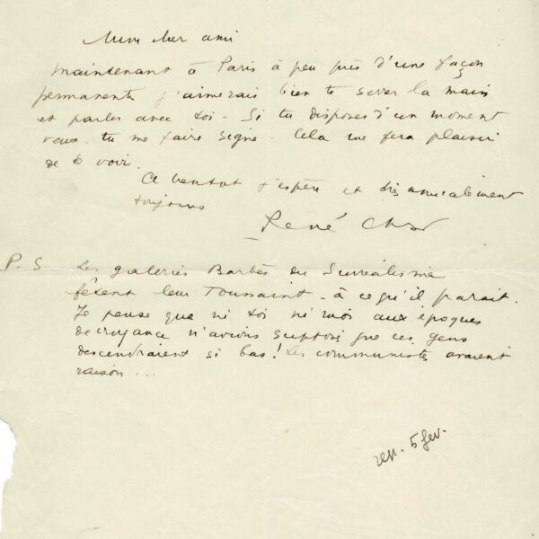 René CHAR - Paris, le surréalisme et les communistes. 1938
