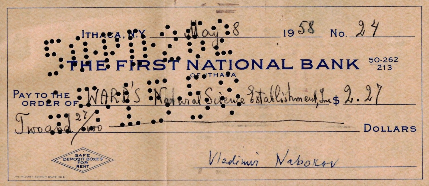 Vladimir NABOKOV soutient l'institution Ward's Natural Science.