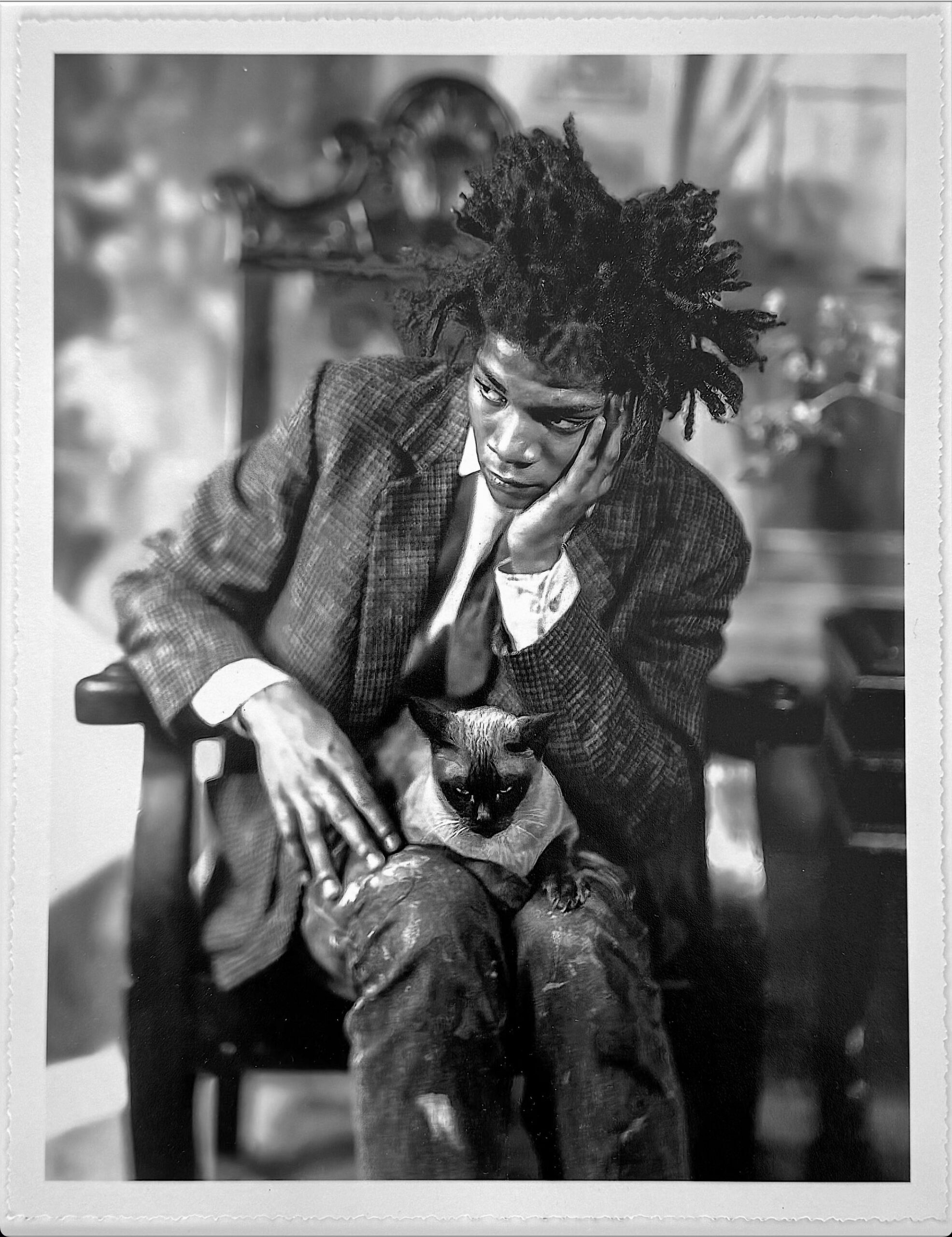 “Jean-Michel BASQUIAT and the cat” - Photograph by James Van Der Zee.