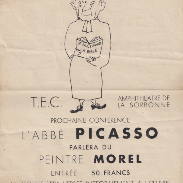 Pablo PICASSO caricaturé en abbé communiste par Jacques Hérold. 1946.