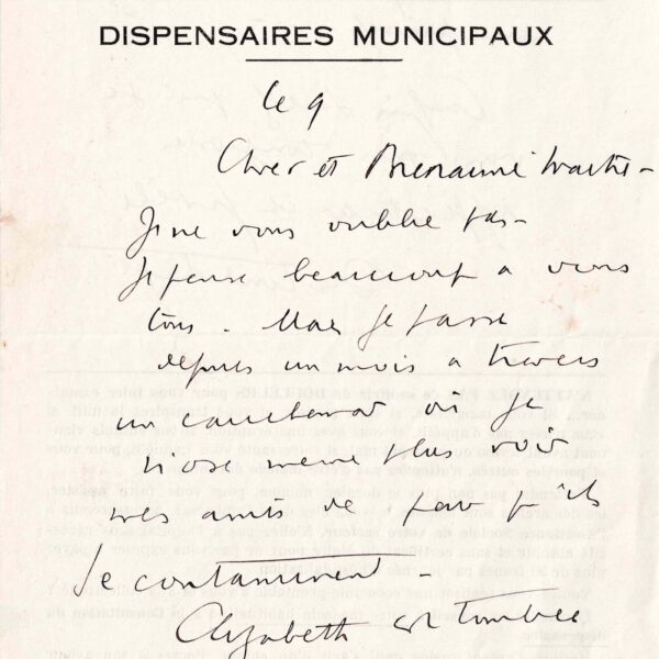 Louis-Ferdinand CÉLINE désespéré de sa séparation avec Elizabeth Craig.