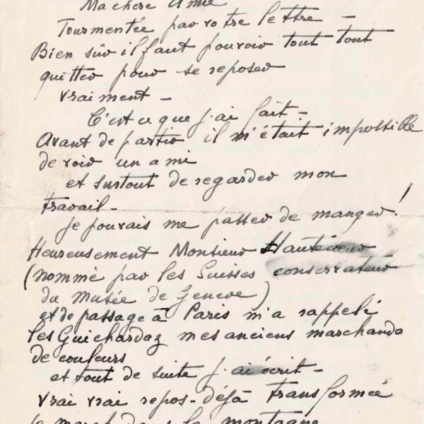 À la montagne, Marie LAURENCIN se remet d’une dépression nerveuse.