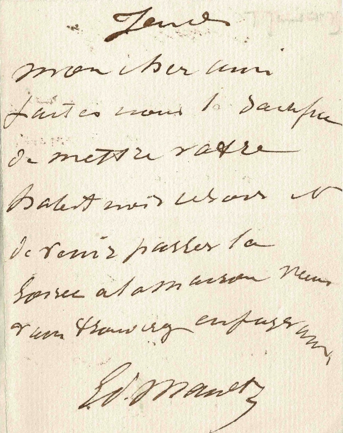 Édouard MANET lance une invitation à un cher ami.