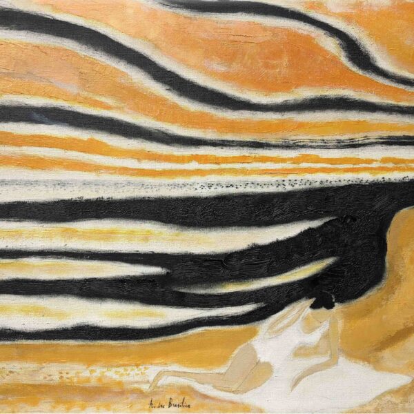 André BRASILIER - Huile sur toile signée. "Soir à Oléron" - 1972.