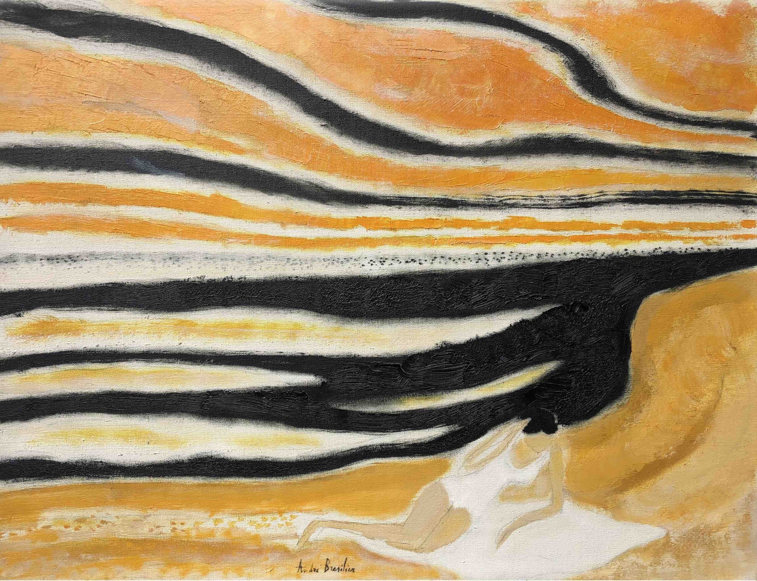 André BRASILIER - Huile sur toile signée. "Soir à Oléron" - 1972.