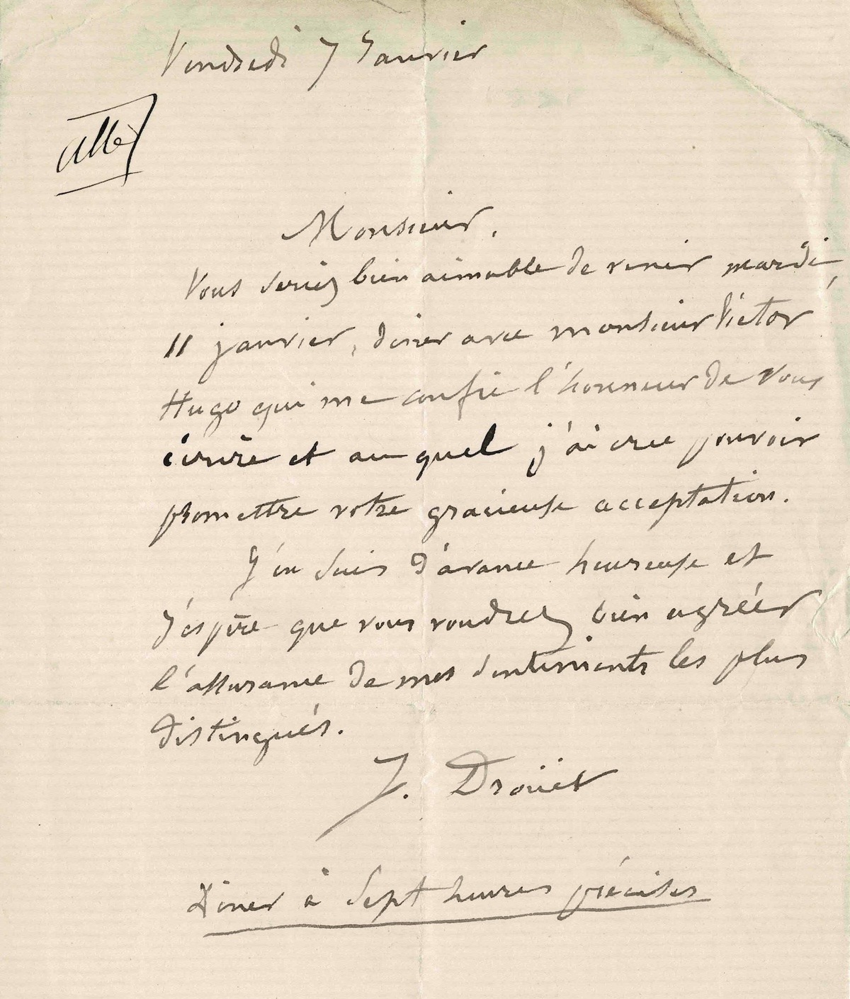 Victor HUGO et Juliette DROUET invitent leur ami Marcellin Berthelot.