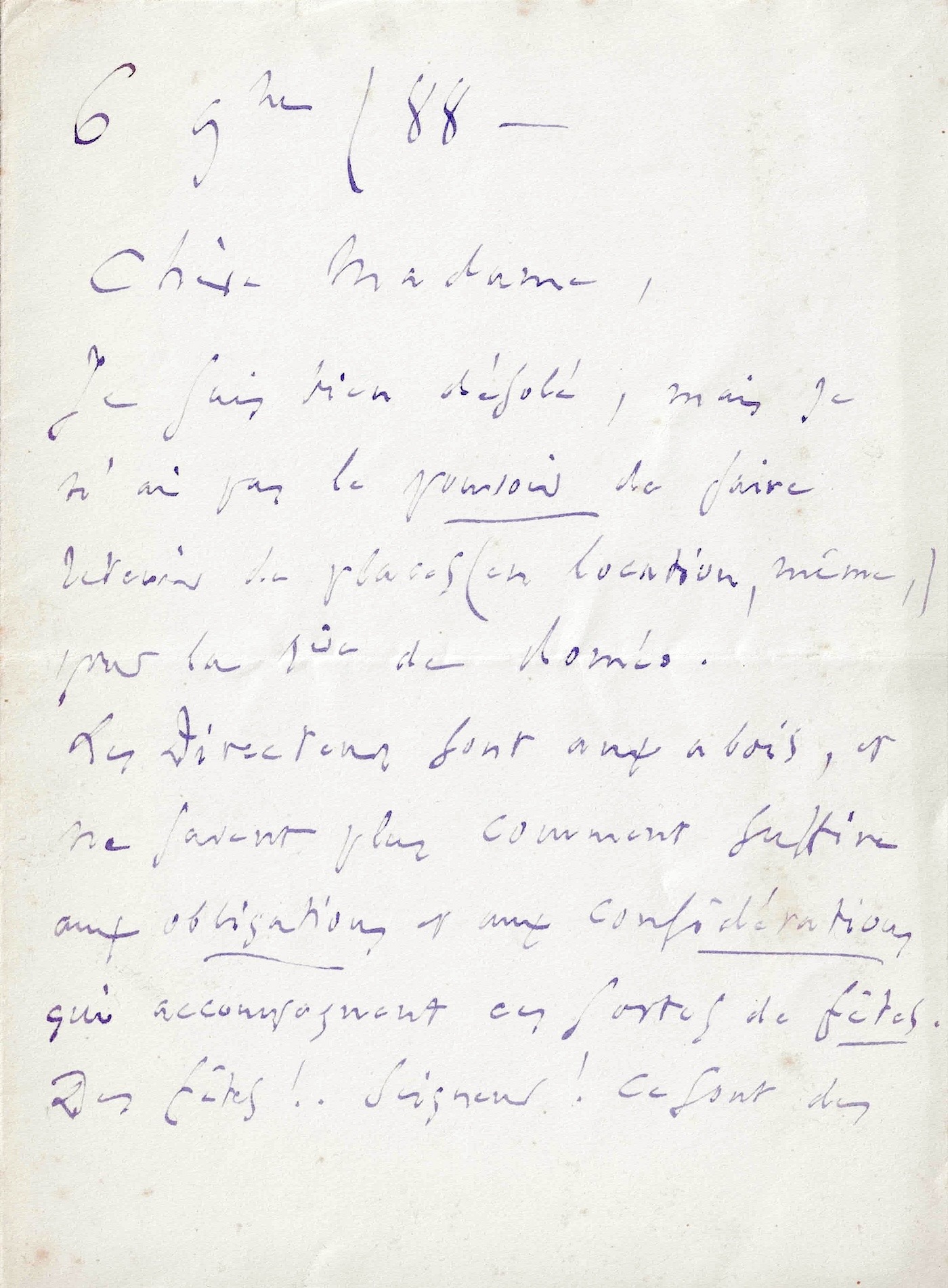 Charles GOUNOD et la représentation de Roméo et Juliette à l’Opéra. 1888.
