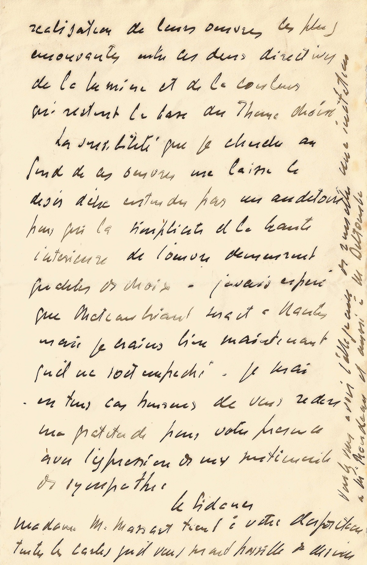 Henri Le SIDANER prépare une conférence sur la peinture. 1935