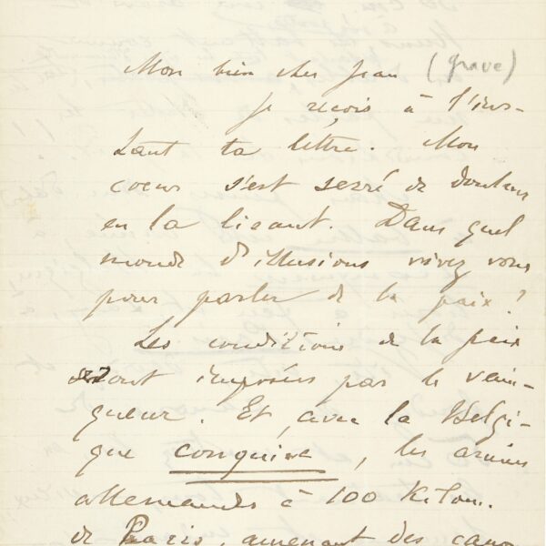 Pierre KROPOTKINE exhorte Jean GRAVE à lutter contre les Allemands.