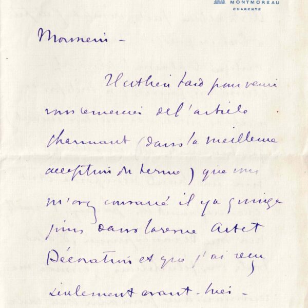 La sculptrice Jane POUPELET est honorée d'un article louangeur. 1913.