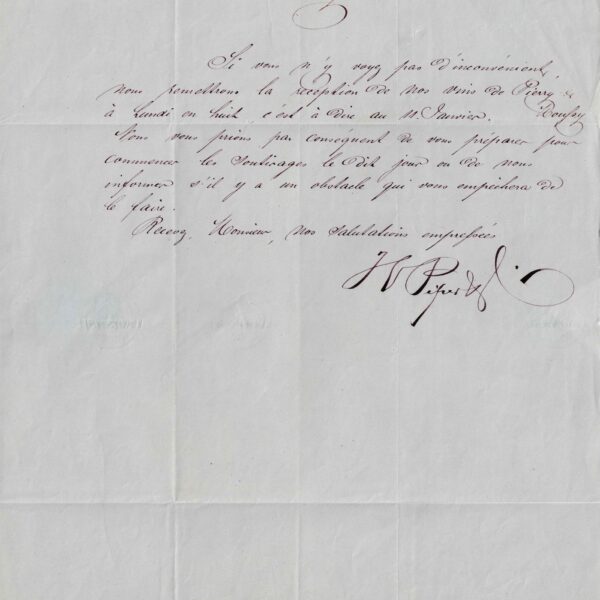 Henri-Guillaume PIPER, père de Piper-Heidsieck, récolte son champagne. 