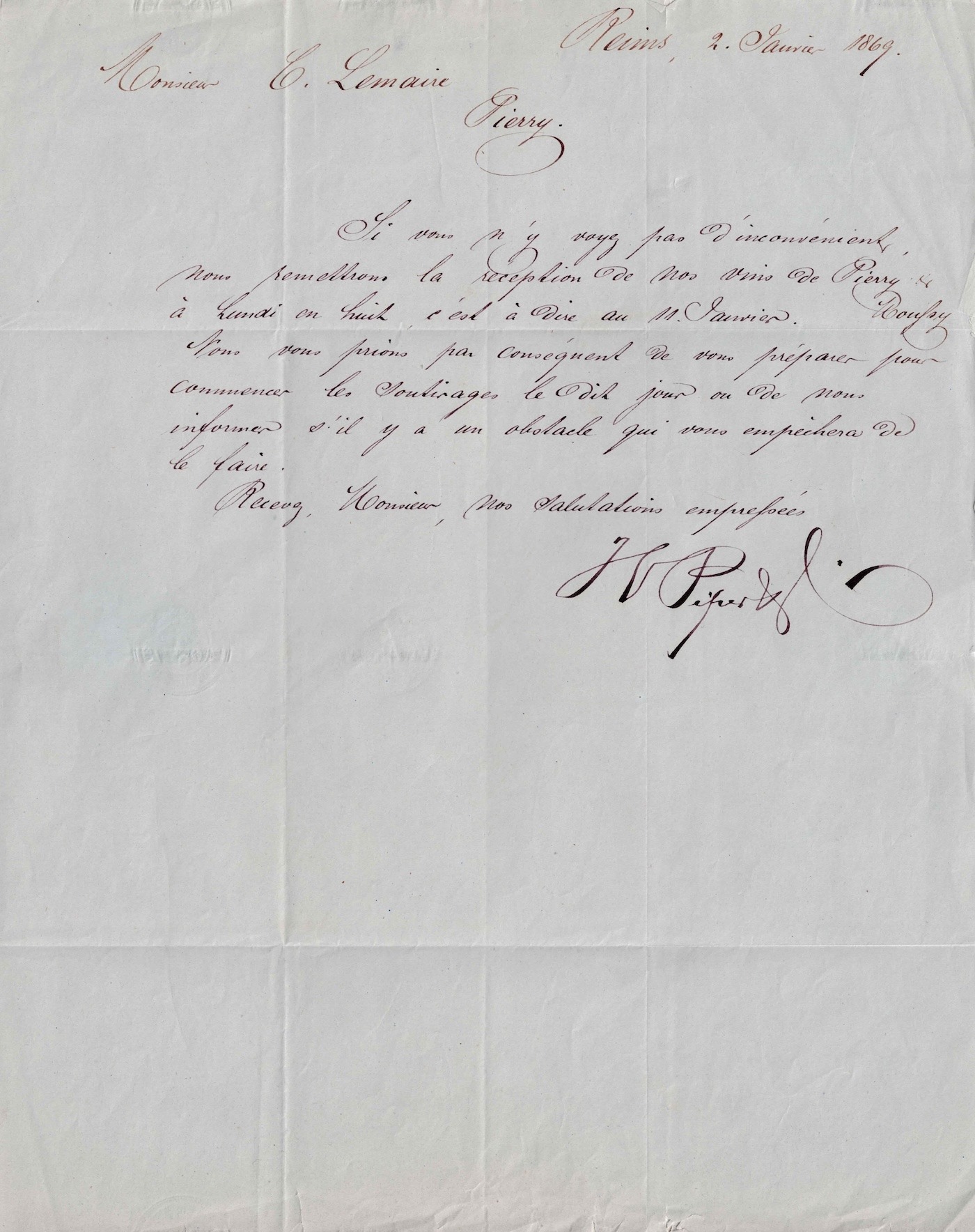 Piper-Heidsieck-Gründer Henri-Guillaume Piper erntet die Früchte seines Champagners. 