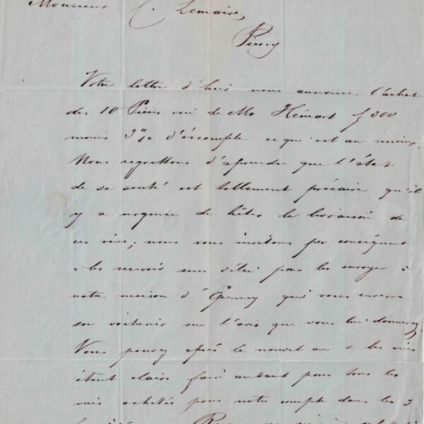 Henri-Guillaume PIPER organise une livraison de ses vins de Champagne.