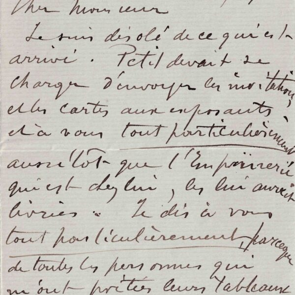 Alfred SISLEY désenchanté par son exposition chez Georges Petit en 1897.