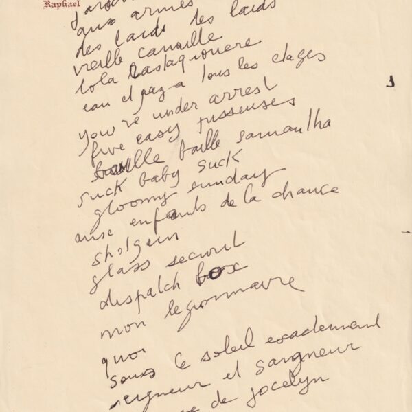 Serge GAINSBOURG liste 44 de ses chefs-d'oeuvre. Hôtel Raphaël. 1988.