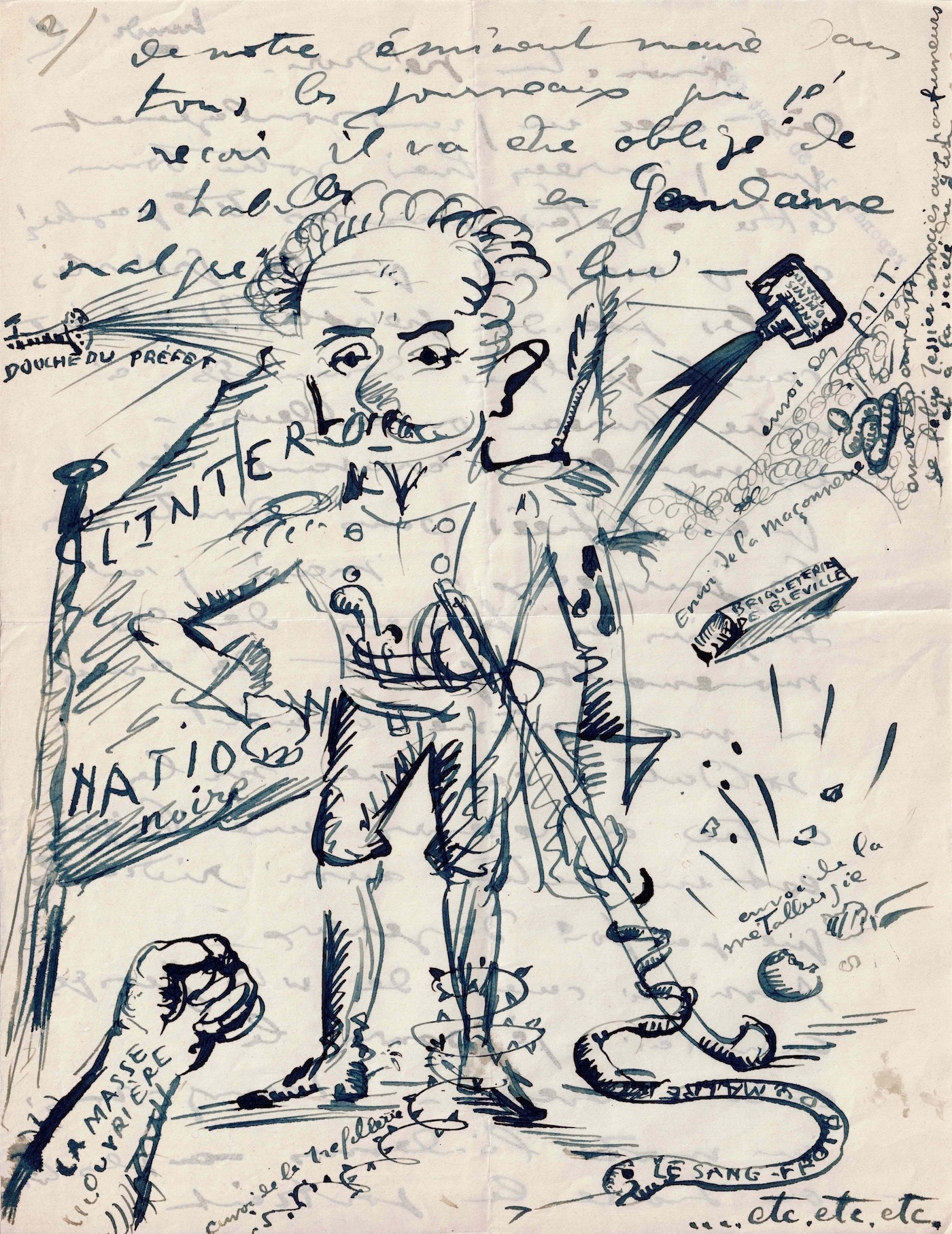 Außergewöhnlicher illustrierter Brief von Émile-Othon FRIESZ aus seinem Exil in Cap-Brun.