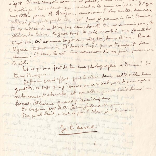 Ein außergewöhnlicher, verzweifelter Liebesbrief von Louis Aragon. 1925.