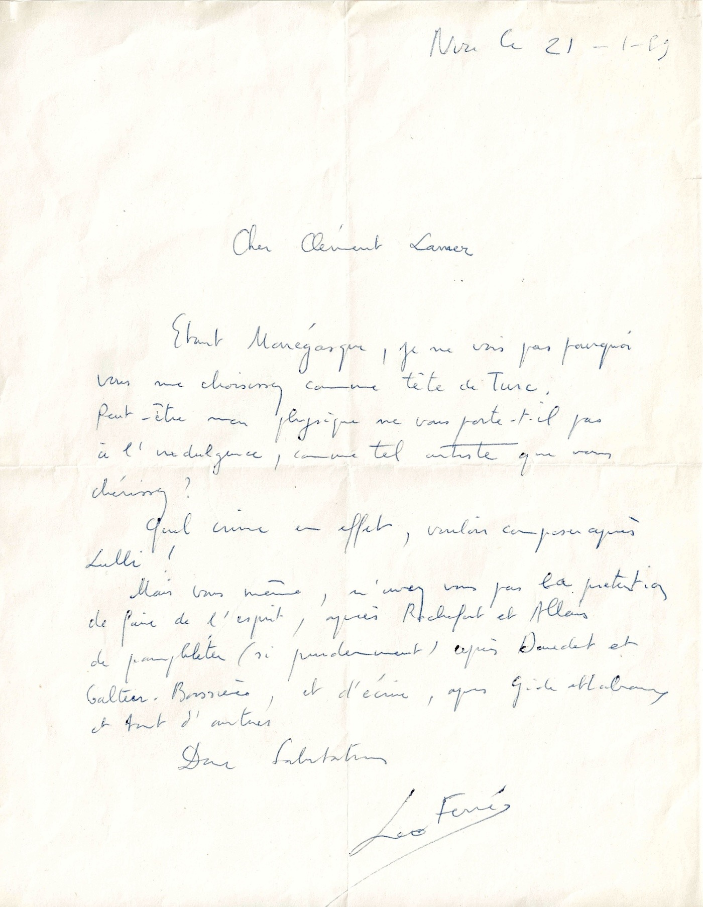 Léo Ferré is furious with a journalist from Le Canard enchaîné.