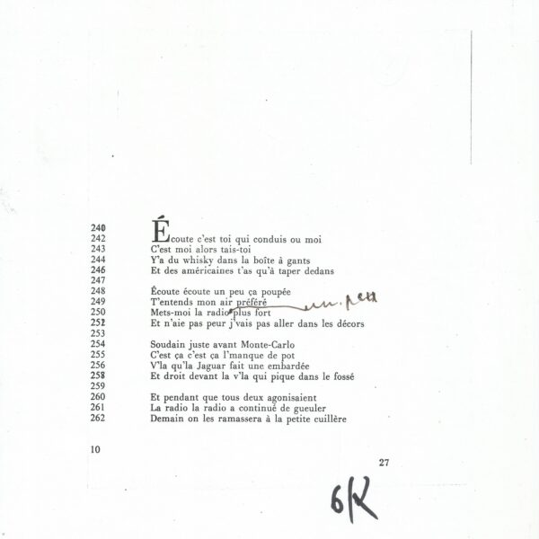 Serge GAINSBOURG - "Jazz in the Ravine" - Signierte Autogrammnotizen.