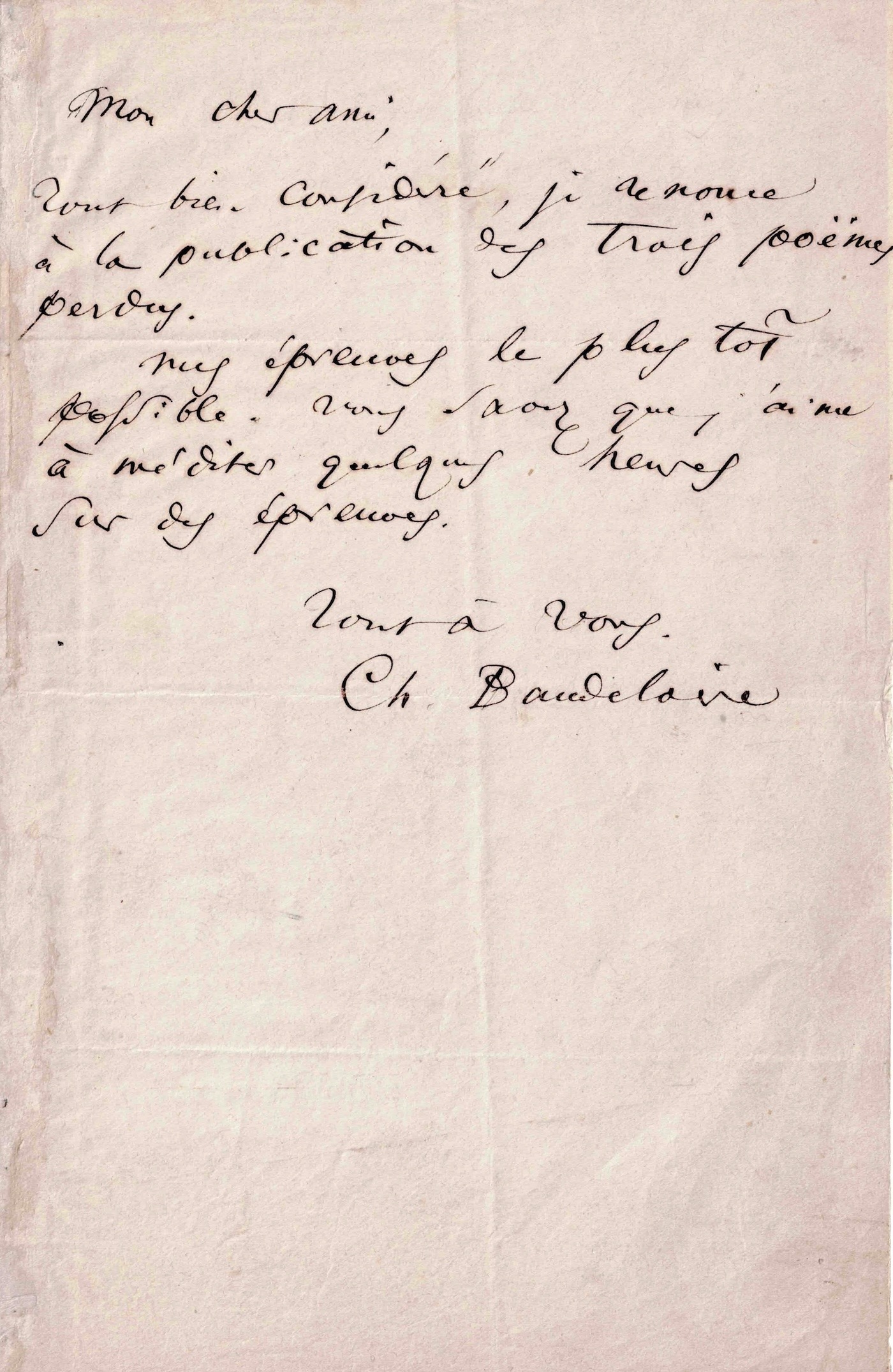 Charles BAUDELAIRE se lance dans la correction de ses épreuves sur l'opium.